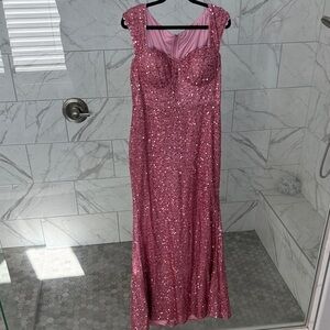 SHEIN Elegant Pink Sequin Evening Gown